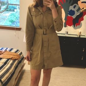 J-crew button-up belted trench dress